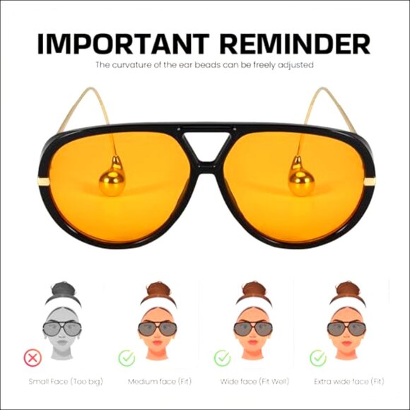 Oversized Aviator Sunglasses Metal Temples UV Protection Polarized main image 6